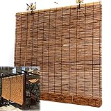 EMISOO Natur Bambusrollo 50-200cm Breit Holzrollo Bambus Raffrollo Mit Heber Fenster Jalousine Sonnenschutz Sichtschutz Schilf Vorhang Für Teehaus/Terrasse/Garten (Size : 60x90cm/24x36in)