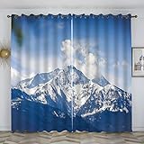 Gardinen WeißEr Schneeberg Vorhänge Blickdicht mit Ösen Wärmeisolierende Vorhänge Gegen Kälte Gardinen Wohnzimmer Kinderzimmer Schlafzimmer Raumteiler Vorhang, Thermovorhänge 2x175x140 cm(HxB)