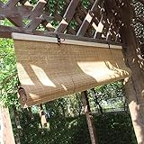 Bambusrollo Natur Verdunkelungsrollo Holz Jalousie Raffrollo Sonnenschutz und Sichtschutz Rollo Seitenzugrollo Trennwand Dekorative Für Fenster und Türen (120x220cm)