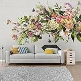 Fototapete Handgemalte Blumen und Vögel im chinesischen Stil l De Parede Moderne Tapete Wandbilder Wohnzimmer Schlafzimmer Wand Dekoration 3D Wandtapete Tapeten 450x315cm Yuekuomao3555