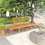 Tidyard Gartenbank 2-in-1 Sonnenliege Sitzbank Multifunktionsbank Terrassenbank Parkbank Holzbank Balkonbank Gartenmöbel Bank für Balkon, Terrasse & Garten, 190 cm Massivholz Akazie