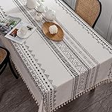 NINGHOME Tischwäsche,120x170cm,Tischdecke Rechteckige Baumwolle Leinen Tischdecken Waschbare Tischtuch für Küche Esstischplatte