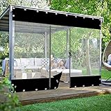 Pergola-Vorhänge, transparent, wasserdicht, PVC-Terrassenvorhänge mit Seitenwandabdeckung mit Reißverschluss, für Terrasse, Gart