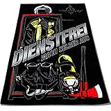 Roter Hahn 112 Feuerwehr 175x100cm Oversize Frottee Strandtuch Saunatuch Badetuch Handtuch Dienstfrei Fire & Fight Streetwear