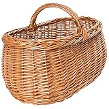 Creative Home Große Picknickkorb Weidenkorb mit Henkel Einkaufskorb | 45 x 32 x 34 cm (+/- 1 cm) | Groß und Leicht | Naturbraun | Handgeflochten | Universell und Langlebig Osterkörbchen Geflochten