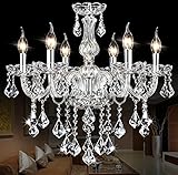 SUN-E Kristall-Kronleuchter K9 Maple Leaf Crystal Kerze Kronleuchter Beleuchtung 6Lights Badezimmer Decke leuchten Leuchte Pendelleuchte zum Essen Leben Zimmer-Schlafzimmer Flur Eintrag B60cm X L120cm