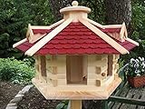 Vogelhaus Vogelhäuser Vogelfutterhaus-(V035)-Vogelhäuschen-aus Holz- Schreinerarbeit-Gaube Schwarz sehr Groß