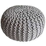 kreatives Wohnen Pouf Ø 45 cm Sitzpouf Sitzpuff Grobstrick-Optik Pouf Strick Bodenkissen Höhe 30 cm hellgrau Strickhocker, KRW005535-000000-0000HG, Extra breit