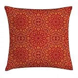 ABAKUHAUS Mandala Kissenbezug, orientalisch, Wasser und Schmutz resistent Stoff Digital Druck Für den Innen oder Außen Bereich, 45 x 45 cm, Lila Senf orange