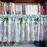 choicehot Blau Transparenter Vorhänge Gardinen Küchengardinen Kurz Leinen Bistrogardine, Voile Scheibengardine Schlaufen Kurzgardine HxB 50x150cm, Vintage Landhausstil Kurzgardine