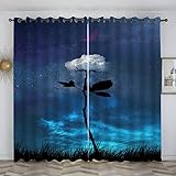 loyaltyer VorhangWeißE Rosen Vorhänge Blickdicht mit ösen Schallschutz Verdunklungsvorhänge Thermovorhang für Wohnzimmer Kinderzimmer Mädchen Junge Schlafzimmer Gardine 2Er-Set 220x140 cm (HxB)