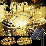 ZVO Solar Lichtschlauch Lichterkette Außen 10M 100 LED Schlauch Lichterkette PVC Rope Innen - 8 Modi Wasserdichte Aussen Dekorative für Garten Balkon Terasse Yard Hochzeit Baum Party(Warmweiß)