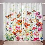 SJSXWQN Vorhang Rote Chrysantheme Gardinen mit Ösen Vorhang Blickdicht Thermo Verdunklungsvorhänge Schiebegardinen für Schlafzimmer Wohnzimmer H 200 x B 140 cm 2er Set