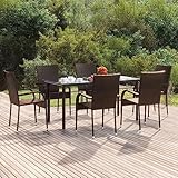 Gartenmöbel-Set, 7-teilig, braun, Polyrattan