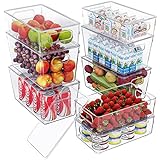 YOCOLE Kühlschrank Organizer Set mit Deckel, 8er Stapelbar Fridge Organizer, BPA Free Durchsichtig Kühlschrank Ordnungssystem aus Kunststoff, Aufbewahrungsbox für Küchen Schublade Schränke