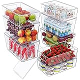 YOCOLE Kühlschrank Organizer Set mit Deckel, 8er Stapelbar Fridge Organizer, BPA Free Durchsichtig Kühlschrank Ordnungssystem aus Kunststoff, Aufbewahrungsbox für Küchen Schublade Schränke