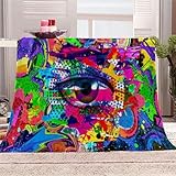 Flanell Fleece Decken abstrakte Graffiti,extra weiche Flauschige Kuscheldecken,leichte,gemütliche Mikrofaser Sofadecke/Couchdecke für Kinder Erwachsene,150x200cm,3D-Bedruckt,farbige Augen Geschenke