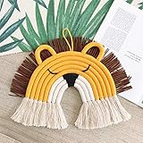 Nicole Knupfer Handmade Woven Makramee Wandteppich Anhänger, Süße Tiere Dekoanhänger Wanddeko Wandbehang Dekoraiton für Kinderzimmer (Löwe)