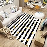 DJHWWD Rug Teppich Dekoration Schwarz Streifen Minimalist Isches Muster Teppichboden Schlafzimmer Waschbarer Teppich Kinderzimmer 180X250Cm Zimmer Teppich 5Ft 10.9''X8Ft 2.4''
