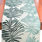 HDHGXUJRD Moderne Palmen Frühling Tischläufer, Waschbar Polyester Küche Esstisch Tischdecke Tischläufer Hochzeit Wasserabweisend für Esszimmer, Party, Urlaub Dekoration (Grün 33 x 280 cm) (Braun)