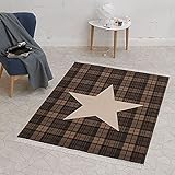 HANSE Home Design Velours Teppich Stern mit Fransen 140x200 cm Braun Creme | 102347