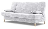 BETTSO -Sofa mit Schlaffunktion und Bettkasten, Couch für Wohnzimmer, Schlafsofa Federkern Sofagarnitur Polstersofa Wohnlandschaft mit Bettfunktion-BIZI (Hellgrau)