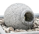 Dehner Gartenbrunnen Vaso mit LED-Beleuchtung, warmweißes Licht, 57 x 56 x 56 cm, Granit, hellgrau