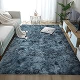 Aujelly Luxus Shaggy Soft Area Teppich Quadrat Indoor Flauschige rutschfeste Teppiche Moderne Wohnkultur für Wohnzimmer Schlafzimmer Kinderzimmer Wohnzimmer Blue 120x160 cm