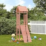 Yolola Spielturm Outdoor Klettergerüst Outdoor Kinder Kletterturm mit Holzdach, Gartenspiele Für Kinder,Holz Spielplatz Für Garten, Massivholz Kiefer