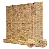 Outdoor Natural Schilf Vorhang Bambus Rollos Jalousien Raffrollo Sichtschutz Garten Wärmedämmung Sonnenschutz Bambus Atmungsaktiver für Terrasse/Garten/Balkon/Küche Anpassbar. ( Size : 45*48inch(W*H)