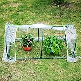 HIGHFLY Hochbeet mit Gewächshaus, Pflanzkasten aus verzinktem Stahl mit PVC-Abdeckung für Kräuter und Gemüse, Verwendung für Terrasse, Hinterhof, Balkon