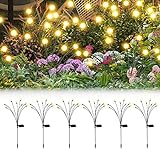 6 Stück 8 LEDs Solar Glühwürmchen Leuchte, Glühwürmchen Gartenlichter Solar Außen Garten LED Leuchten Balkon Dekoration, 2 Modi Draußen Fireflies Solarlicht für Gartenparty, Pfad