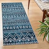 Beeiva Böhmische Küchenteppiche, waschbar, 5x10 cm, blau, Nachttisch-Küchenläufer, rutschfest, geometrisch, Tribal-Überwurf, Waschküche, Teppich, Haustür-Teppichläufer für Eingangsbereich, Badezimmer