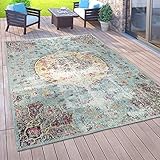 Paco Home Outdoor Teppich Balkon Terrasse Vintage Küchenteppich Orient Muster Rauten Ethno, Grösse:240x340 cm, Farbe:Bunt