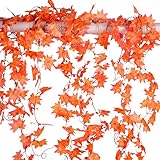 12 Stück Herbst-Blatt-Girlande, künstliche Ahornblätter, hängende Herbstreben, Ahorn-Girlande, Thanksgiving-Dekor für Zuhause, Hochzeit, Kamin, Party