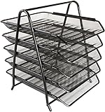 Osco 5TT-SLV 5-etagige Briefablage aus silbernem Drahtgeflecht, Schwarz, 5 Tier