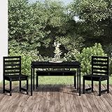 CIADAZ 4-TLG. Garten-Essgruppe Schwarz Massivholz Kiefer, Gartenmöbel Set, Terassenmöbel Außen, Möbelsets, Balkonset, Garden Furniture, Balkonmöbel Set, Essgruppe, Tisch- Und Stuhl Set