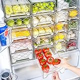 BuonHucs Kühlschrank Organizer, Küche Aufbewahrung und Organisation, Schubladen Organizer für Lebensmittel, Durchsichtig Stapelbare Aufbewahrungsbox für Küche, Kühlschrank, Schränke (2er Set,Mittel)