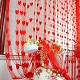 Clicitina Fenster-Volant-Vorhang, RD-Vorhang, Herz-String, Zimmerlinie, Quaste, Tür, Badezimmerprodukte Duschvorhang Gelb Muster (Red, One Size)