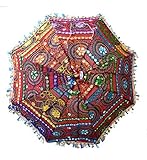 Dekorative indische Handarbeit Dekorative Baumwolle Spiegel Arbeit Stickerei Regenschirm, Garten Regenschirm, Boho Umbrella böhmischen indischen Hochzeit Regenschirme