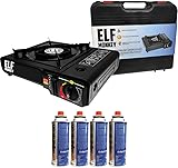 Campingkocher | Gaskocher inkl. Gaskartuschen | Gasherd mit Tragekoffer: Mit 4 Gaskartuschen