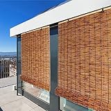 Bambusrollo für Terrasse 50 60 70 80 90 100 110 120 140 150 160 Garten Schilf Vorhang mit Lifter Sonnenschutz Sichtschutz Raffrollo Atmungsaktiver Dunkelbraun
