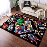 NICEWL Avengers Anime-Teppich, Wohnzimmer, Schlafzimmer, Kinder-Nachttisch, Miracle, Gemustert, für Jungen, Schlafzimmer, Farbe, Rutschfester Teppich (A, 60 x 90)