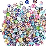 Litensh 200 Stück Gemischte Farbe Glassteine, 12mm Bunt Runde Mosaik Kuppel Glas Cabochons, Muggelsteine Glasmosaik Glasnuggets Kuppel Edelsteine