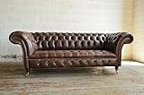 JVmoebel Sofa Couch Polster 3 Sitzer Rollen Chesterfield Neu Old Look Style Sofa Braun