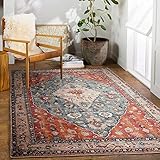 KIMODE Boho Tribal Teppich Wohnzimmer 150 x 210 cm, Bohemian Schlafzimmer Groß Teppich Distressed Orientalischer Kunstwolle rutschfest Waschbar Kurzflor Teppich,Für Wohnzimmer Esszimmer