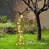 Solar-Gießkannen-Lichter für den Außenbereich, Garten-Ornamente, schmiedeeiserne, ausgehöhlte Solar-Gießkannen-Lichterketten mit Pfahl, Glühwürmchen-Lichterketten, wasserfeste Lichterketten aus Kup