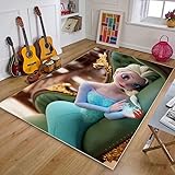 PUREUV EIS Und Schnee Abenteuer Cartoon Anime Teppich, Wohnzimmer Nachttisch Kinderteppich, ELSA Anime Fußmatte, Küche rutschfeste Bodenmatte, Geschenk A419 80×120Cm