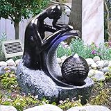 Solar Gartenbrunnen Brunnen Solarbrunnen Zierbrunnen Vogelbad Wasserfall Gartenleuchte Teichpumpe - Springbrunnen Wasserspiel für Garten, Gartenteich, Terrasse, Teich (Solar - Brunnen Lady in Black)