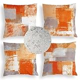 Wasserdichte Kissenbezug 30 x 30 cm 4 Stück Verbranntes Ora Dekorative Outdoor Kissen Wasserfest Atmungsaktiv abstrakt Kissenbezug Werden für Sofakissen Garten Deko Schlafzimmer Couchkissen Z-6582